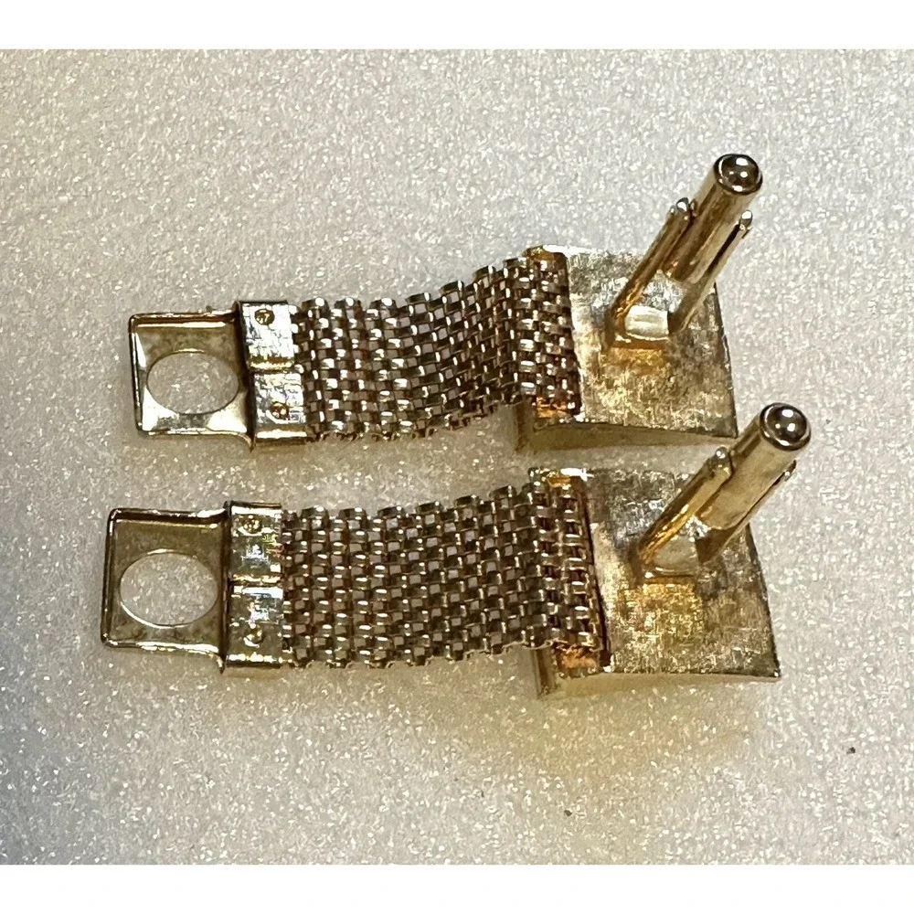 Vintage Watermelon Rivoli Glass Stone‎ Mesh Wrap Around Cuff Links